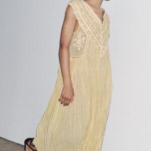 Zara Embroidered Pleated Dress ZW Collection (Size L)